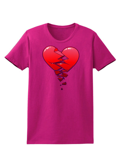 Crumbling Broken Heart Womens Dark T-Shirt-TooLoud-Hot-Pink-Small-Davson Sales