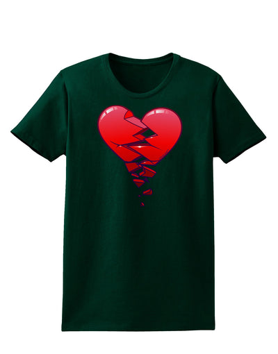 Crumbling Broken Heart Womens Dark T-Shirt-TooLoud-Forest-Green-Small-Davson Sales