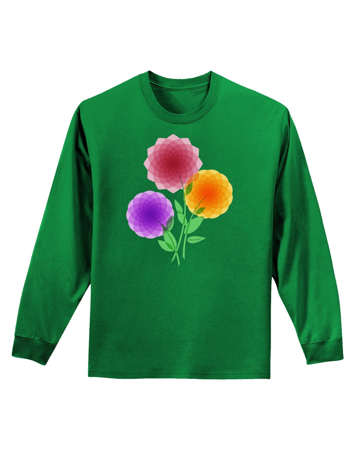 Crystal Dahlias Adult Long Sleeve Dark T-Shirt-TooLoud-Kelly-Green-Small-Davson Sales