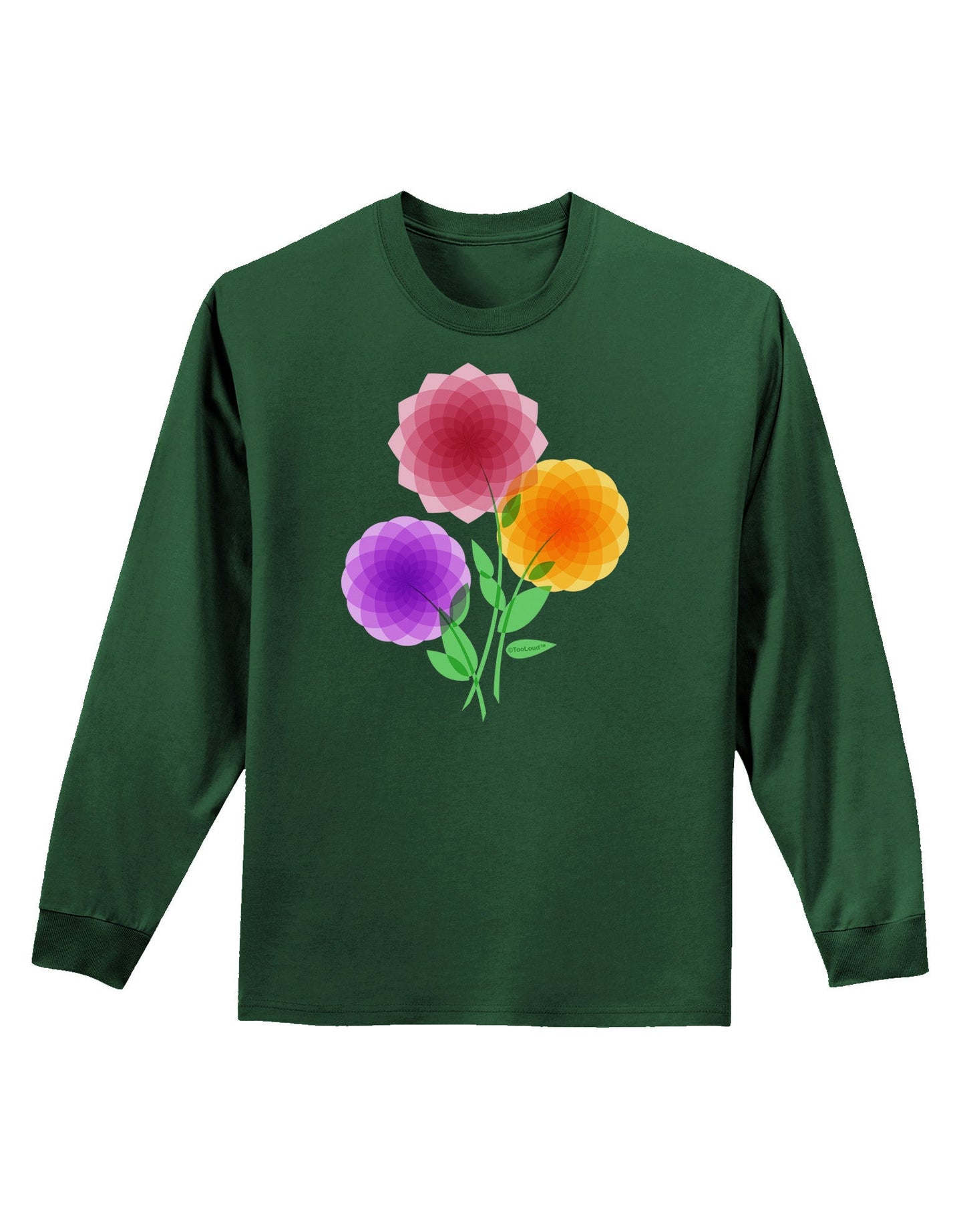 Crystal Dahlias Adult Long Sleeve Dark T-Shirt-TooLoud-Dark-Green-Small-Davson Sales