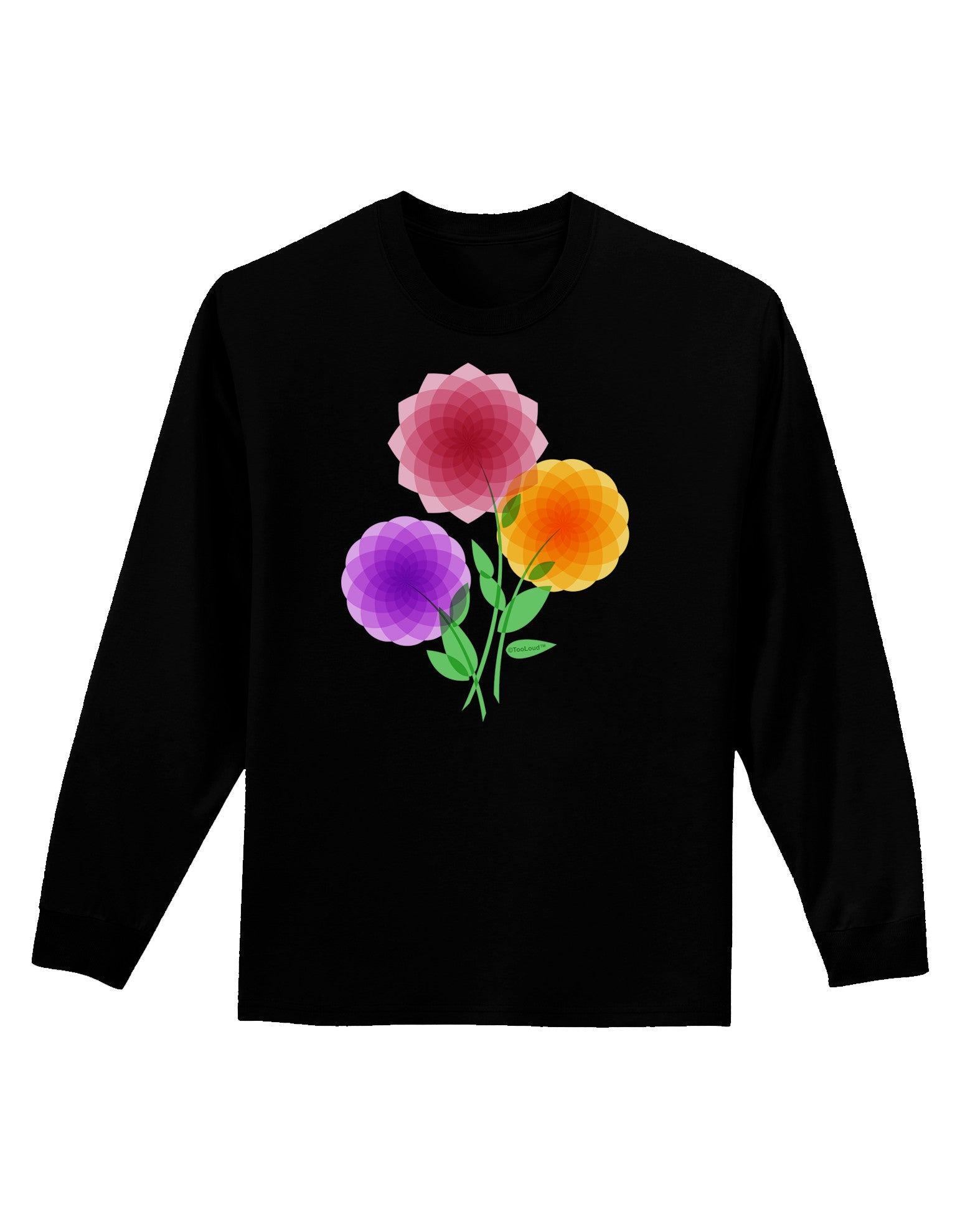 Crystal Dahlias Adult Long Sleeve Dark T-Shirt-TooLoud-Black-Small-Davson Sales