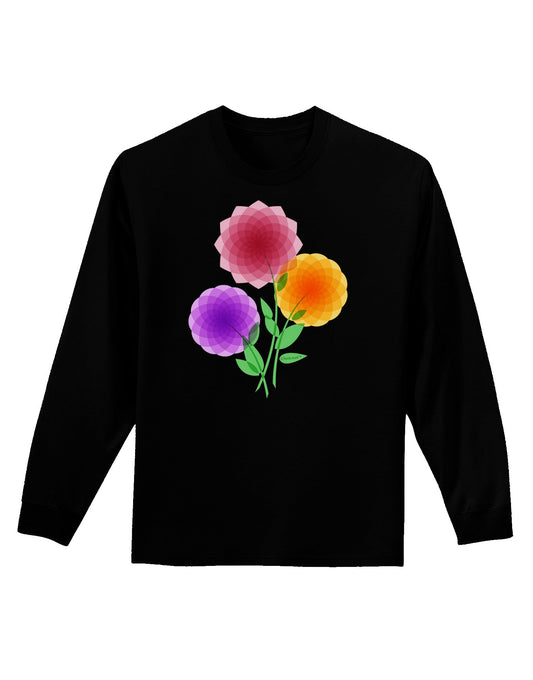 Crystal Dahlias Adult Long Sleeve Dark T-Shirt-TooLoud-Black-Small-Davson Sales