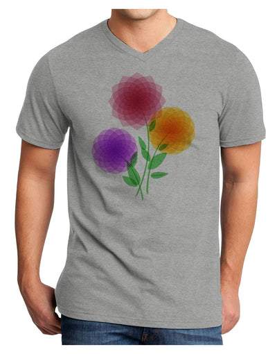 Crystal Dahlias Adult V-Neck T-shirt-Mens V-Neck T-Shirt-TooLoud-HeatherGray-Small-Davson Sales