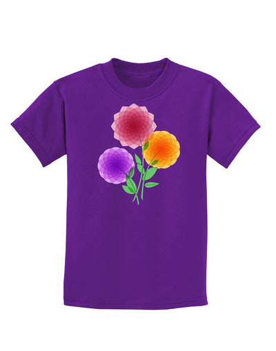 Crystal Dahlias Childrens Dark T-Shirt-Childrens T-Shirt-TooLoud-Purple-X-Small-Davson Sales