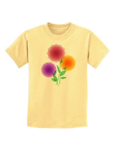 Crystal Dahlias Childrens T-Shirt-Childrens T-Shirt-TooLoud-Daffodil-Yellow-X-Small-Davson Sales