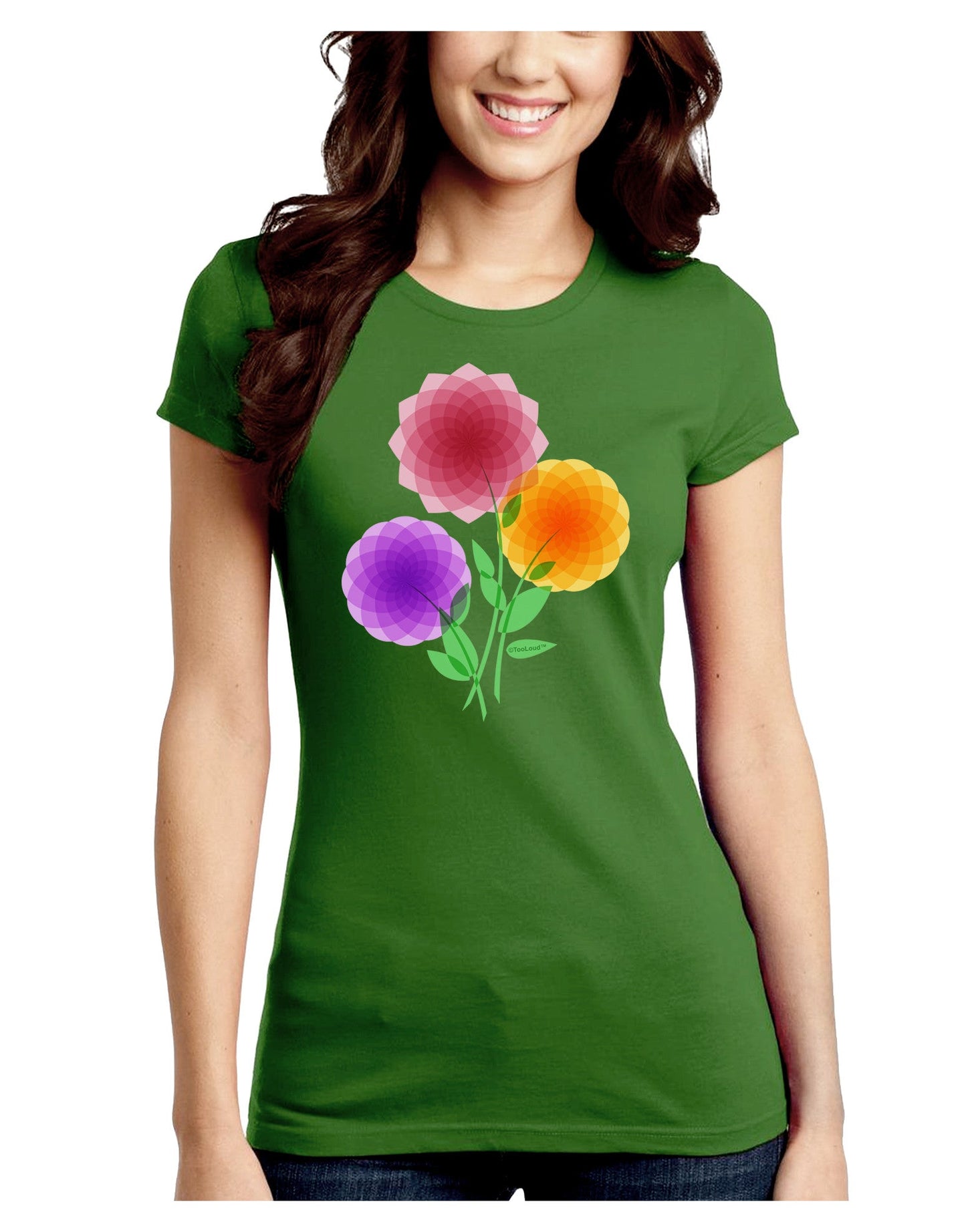 Crystal Dahlias Juniors Petite Crew Dark T-Shirt-T-Shirts Juniors Tops-TooLoud-Kiwi-Green-Juniors Fitted Small-Davson Sales