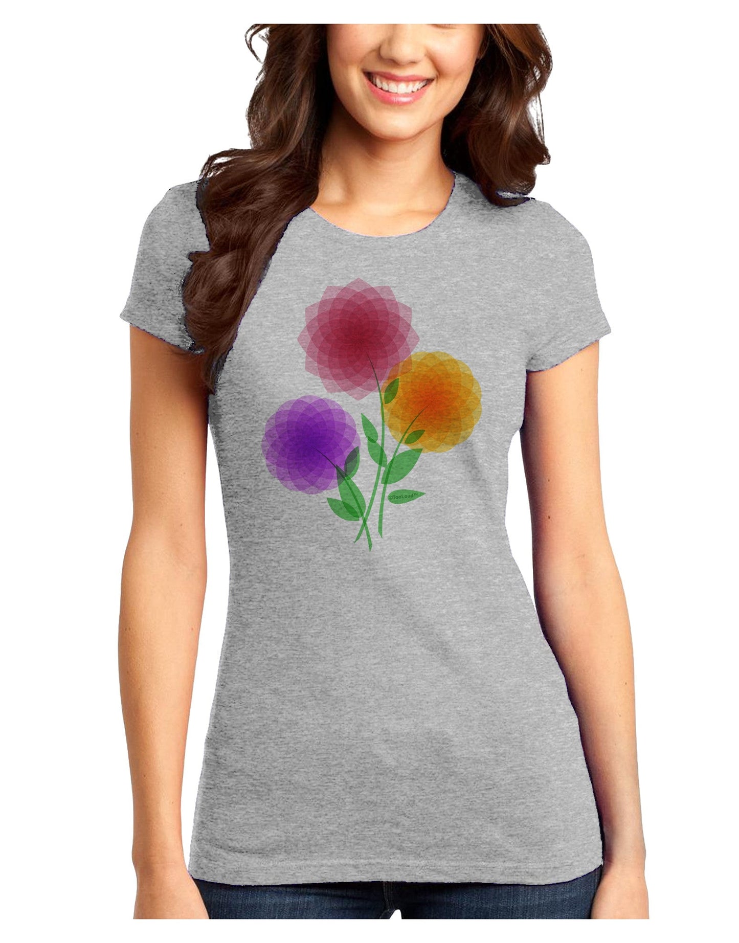 Crystal Dahlias Juniors Petite T-Shirt-T-Shirts Juniors Tops-TooLoud-Ash-Gray-Juniors Fitted X-Small-Davson Sales