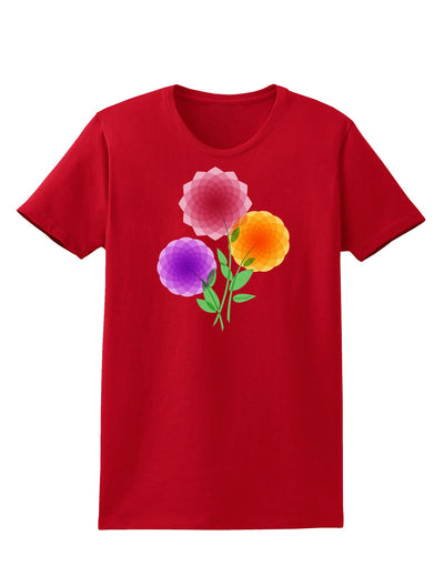 Crystal Dahlias Womens Dark T-Shirt-TooLoud-Red-X-Small-Davson Sales