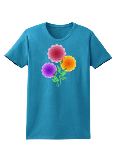 Crystal Dahlias Womens Dark T-Shirt-TooLoud-Turquoise-X-Small-Davson Sales