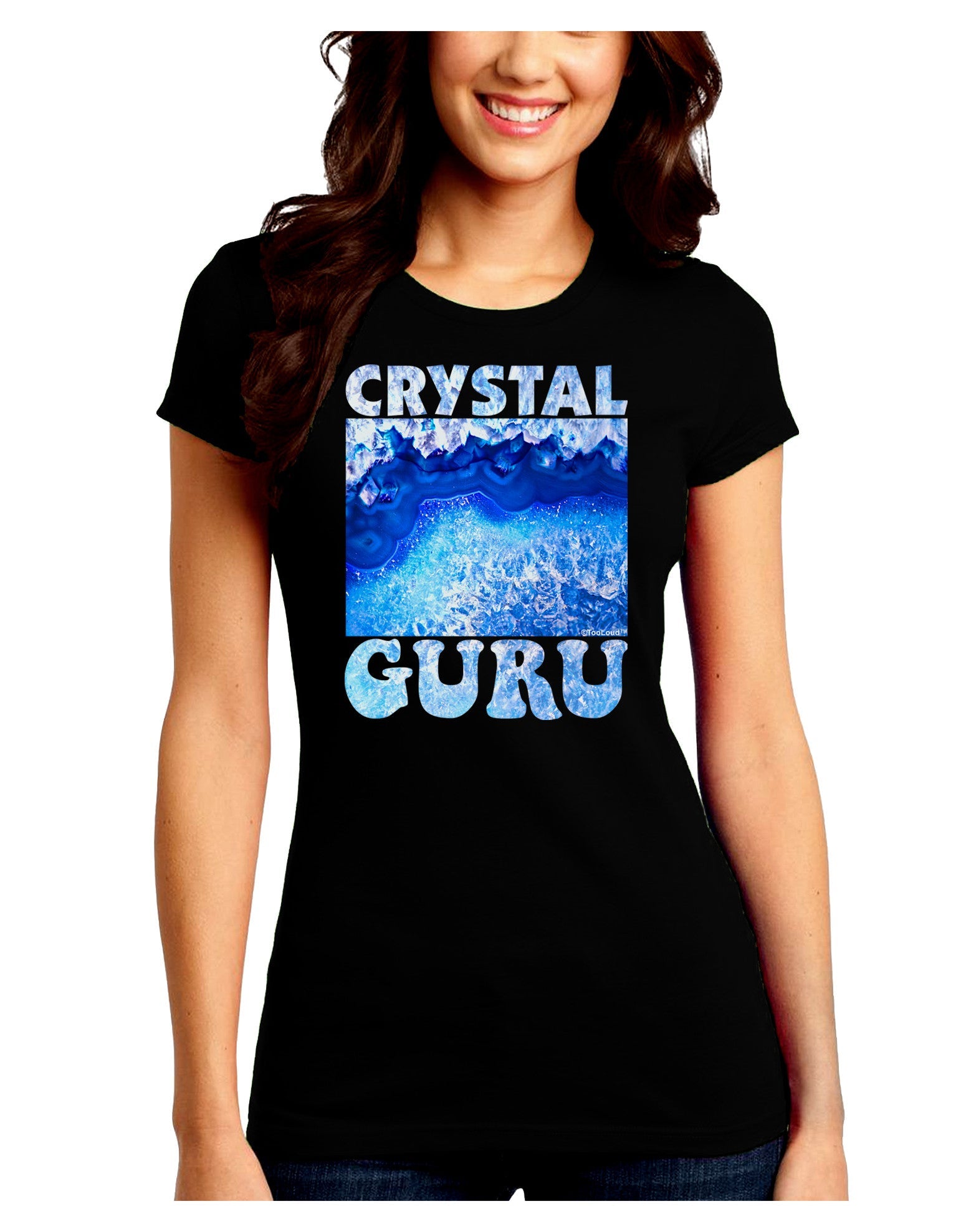 Crystal Guru Juniors Petite Crew Dark T-Shirt-T-Shirts Juniors Tops-TooLoud-Black-Juniors Fitted Small-Davson Sales