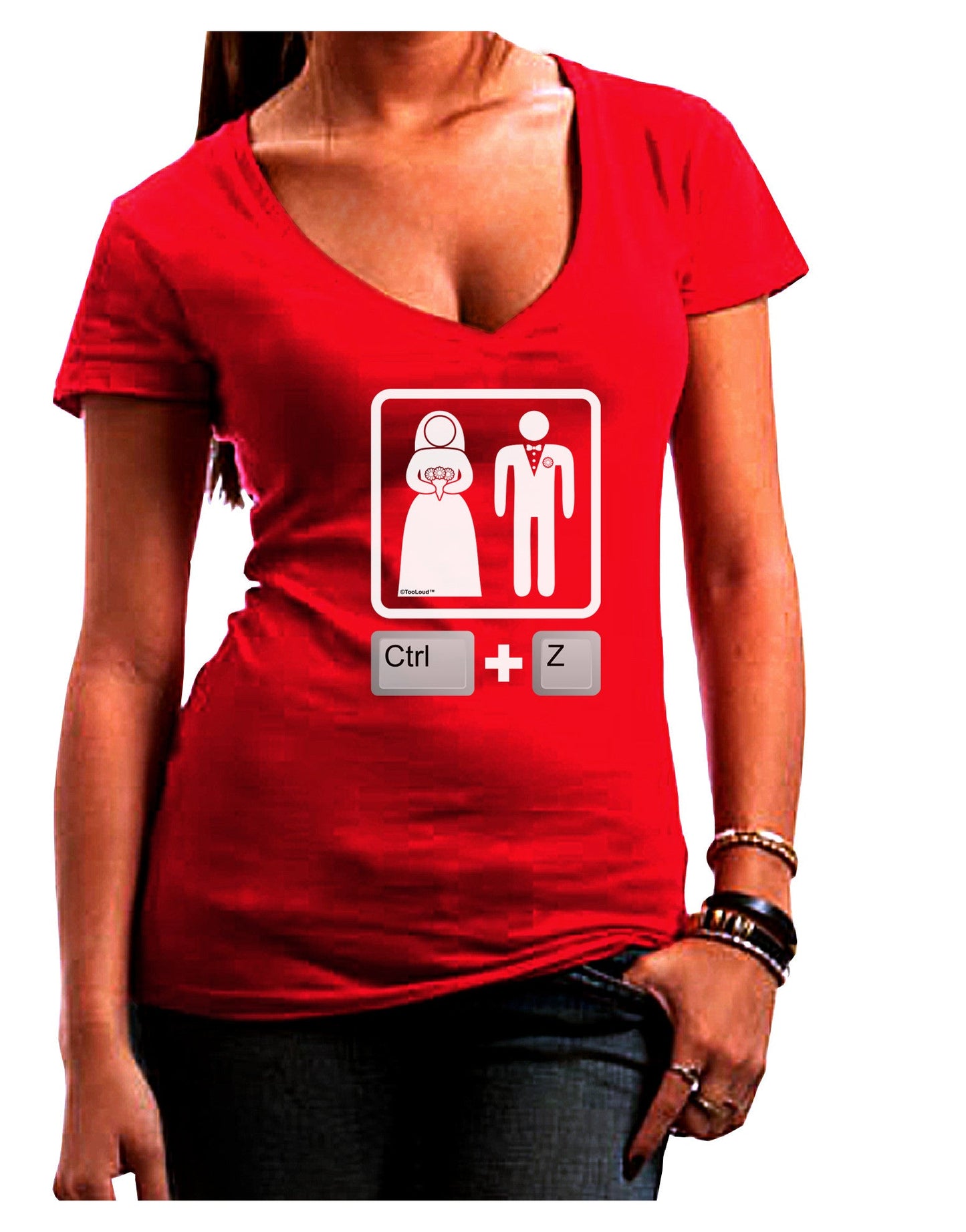 Ctrl Z - Marriage Womens V-Neck Dark T-Shirt-Womens V-Neck T-Shirts-TooLoud-Red-Juniors Fitted Small-Davson Sales