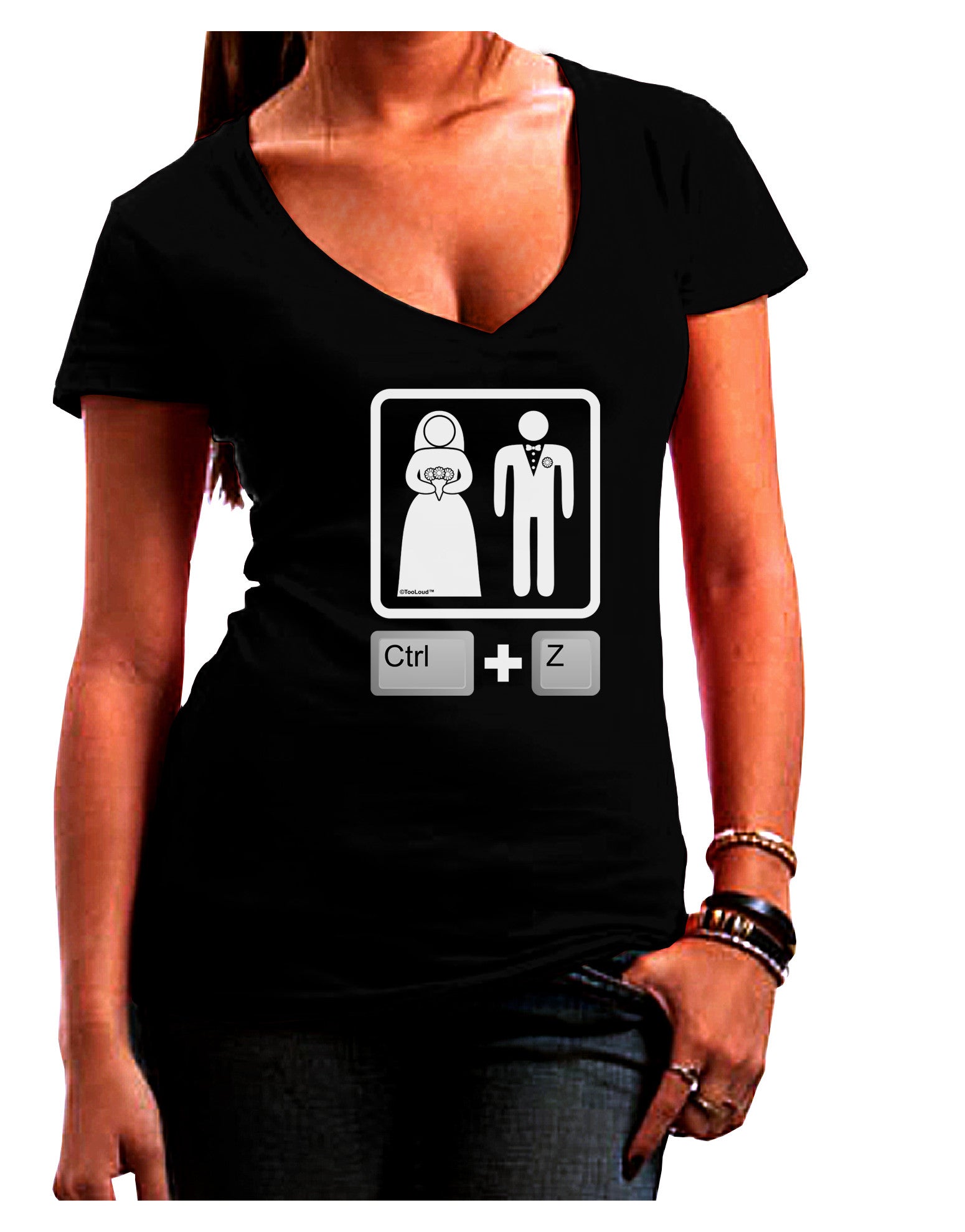 Ctrl Z - Marriage Womens V-Neck Dark T-Shirt-Womens V-Neck T-Shirts-TooLoud-Black-Juniors Fitted Small-Davson Sales