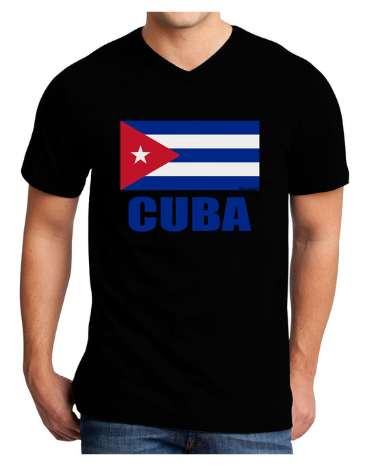 Cuba Flag Cuban Pride Adult Dark V-Neck T-Shirt by TooLoud-Mens V-Neck T-Shirt-TooLoud-Black-Small-Davson Sales