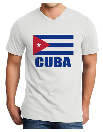 Cuba Flag Cuban Pride Adult V-Neck T-shirt by TooLoud-Mens V-Neck T-Shirt-TooLoud-White-Small-Davson Sales