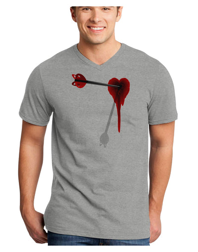 Cupid's Arrow Heart Shot Wound Adult V-Neck T-shirt-Mens V-Neck T-Shirt-TooLoud-HeatherGray-Small-Davson Sales