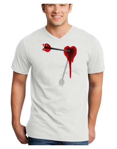 Cupid's Arrow Heart Shot Wound Adult V-Neck T-shirt-Mens V-Neck T-Shirt-TooLoud-White-Small-Davson Sales