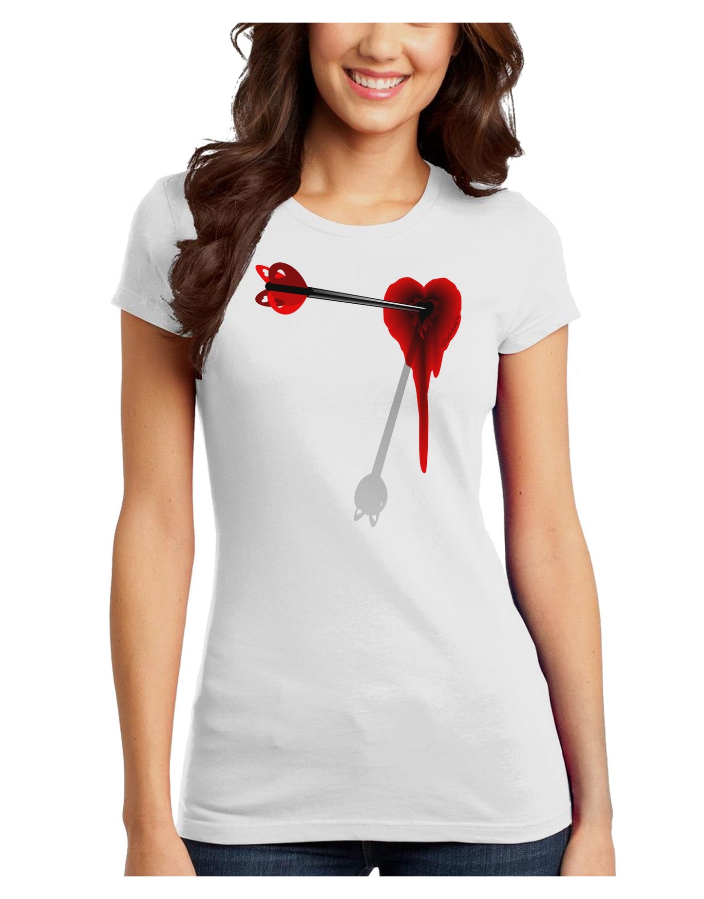 Cupid's Arrow Heart Shot Wound Juniors T-Shirt-Womens Juniors T-Shirt-TooLoud-White-Juniors Fitted X-Small-Davson Sales