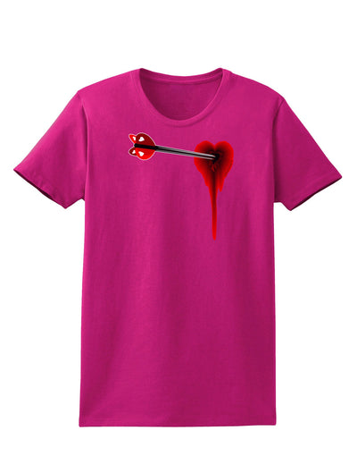 Cupid's Arrow Heart Shot Wound Womens Dark T-Shirt-TooLoud-Hot-Pink-Small-Davson Sales