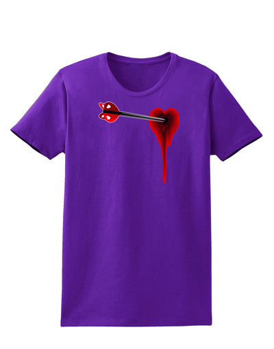 Cupid's Arrow Heart Shot Wound Womens Dark T-Shirt-TooLoud-Purple-X-Small-Davson Sales