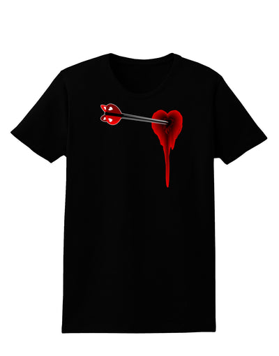 Cupid's Arrow Heart Shot Wound Womens Dark T-Shirt-TooLoud-Black-X-Small-Davson Sales