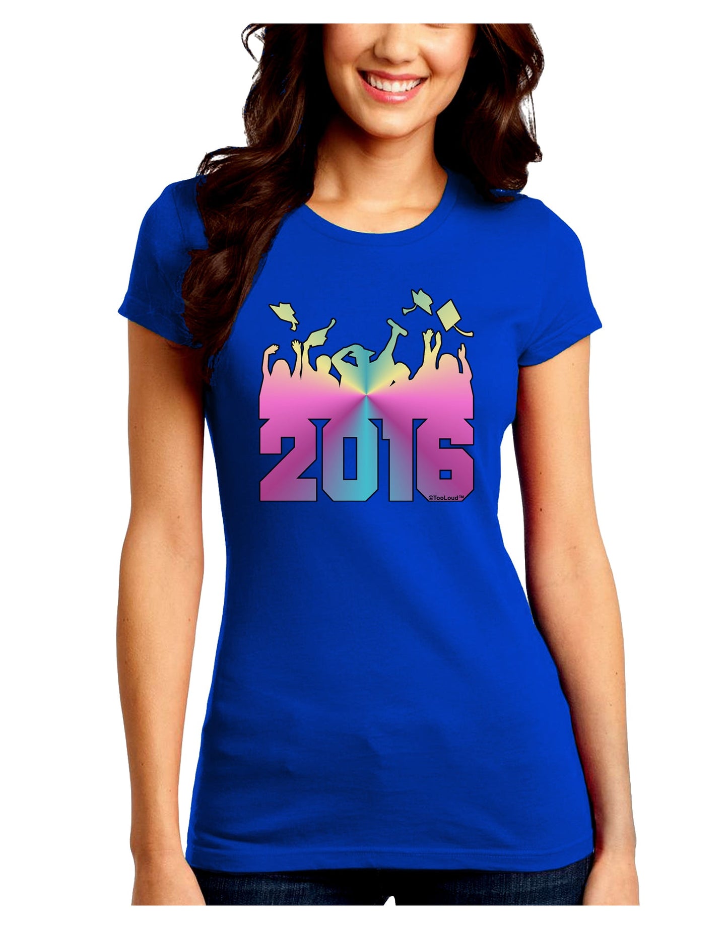 Current Year Graduation Color Juniors Petite Crew Dark T-Shirt-T-Shirts Juniors Tops-TooLoud-Royal-Blue-Juniors Fitted Small-Davson Sales