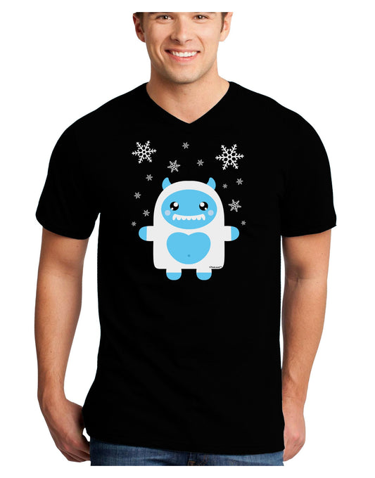 Cute Abominable Snowman Boy Yeti - Christmas Adult Dark V-Neck T-Shirt-TooLoud-Black-Small-Davson Sales