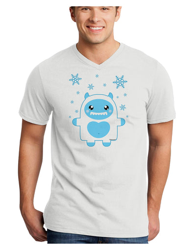 Cute Abominable Snowman Boy Yeti - Christmas Adult V-Neck T-shirt-Mens V-Neck T-Shirt-TooLoud-White-Small-Davson Sales