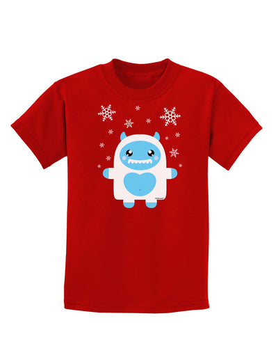 Cute Abominable Snowman Boy Yeti - Christmas Childrens Dark T-Shirt-Childrens T-Shirt-TooLoud-Red-X-Small-Davson Sales