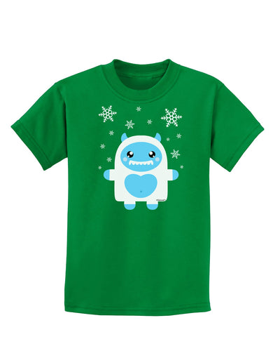 Cute Abominable Snowman Boy Yeti - Christmas Childrens Dark T-Shirt-Childrens T-Shirt-TooLoud-Kelly-Green-X-Small-Davson Sales