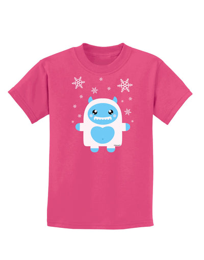 Cute Abominable Snowman Boy Yeti - Christmas Childrens Dark T-Shirt-Childrens T-Shirt-TooLoud-Sangria-X-Small-Davson Sales