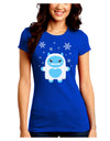 Cute Abominable Snowman Boy Yeti - Christmas Juniors Crew Dark T-Shirt-T-Shirts Juniors Tops-TooLoud-Royal-Blue-Juniors Fitted Small-Davson Sales