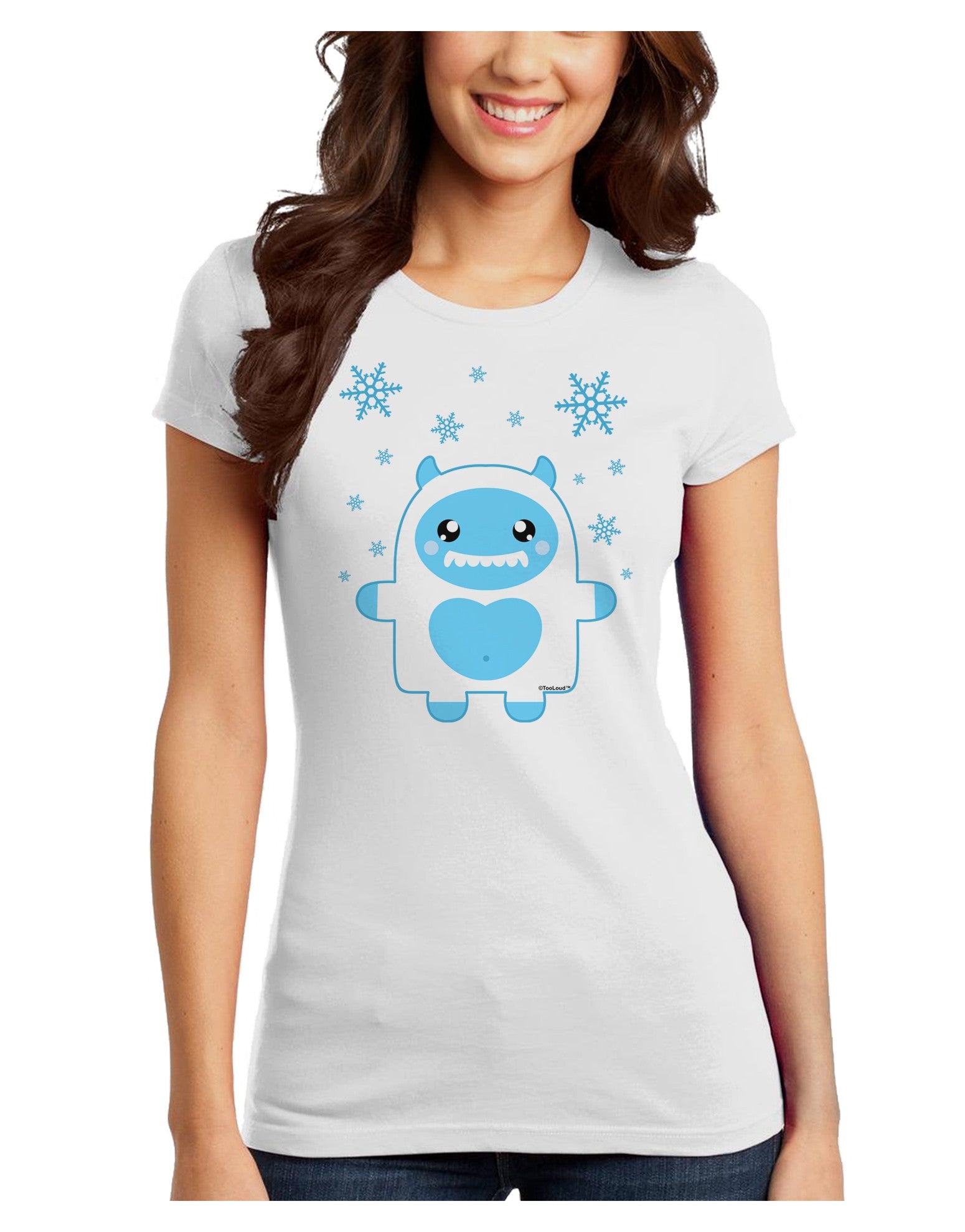 Cute Abominable Snowman Boy Yeti - Christmas Juniors T-Shirt-Womens Juniors T-Shirt-TooLoud-White-Juniors Fitted X-Small-Davson Sales