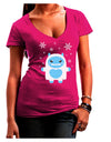 Cute Abominable Snowman Boy Yeti - Christmas Juniors V-Neck Dark T-Shirt-Womens V-Neck T-Shirts-TooLoud-Hot-Pink-Juniors Fitted Small-Davson Sales