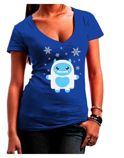 Cute Abominable Snowman Boy Yeti - Christmas Juniors V-Neck Dark T-Shirt-Womens V-Neck T-Shirts-TooLoud-Royal-Blue-Juniors Fitted Small-Davson Sales