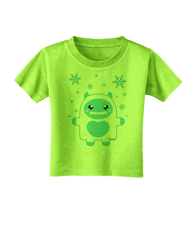 Cute Abominable Snowman Boy Yeti - Christmas Toddler T-Shirt-Toddler T-Shirt-TooLoud-Lime-Green-2T-Davson Sales