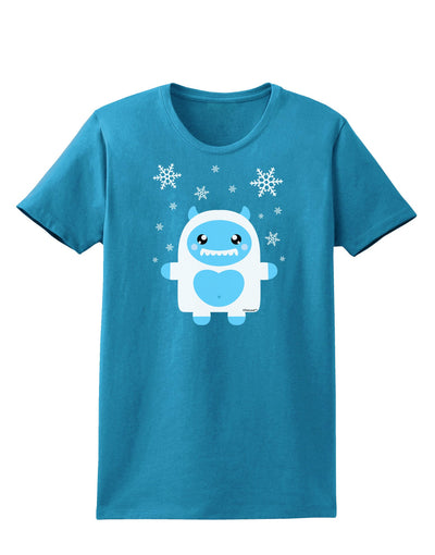 Cute Abominable Snowman Boy Yeti - Christmas Womens Dark T-Shirt-TooLoud-Turquoise-X-Small-Davson Sales