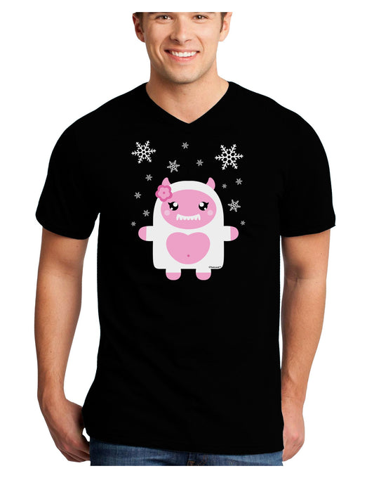 Cute Abominable Snowman Girl Yeti - Christmas Adult Dark V-Neck T-Shirt-TooLoud-Black-Small-Davson Sales