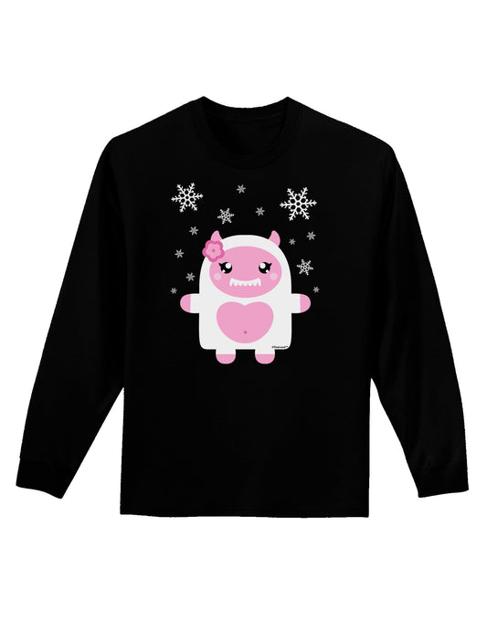 Cute Abominable Snowman Girl Yeti - Christmas Adult Long Sleeve Dark T-Shirt-TooLoud-Black-Small-Davson Sales