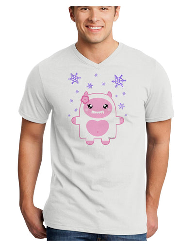 Cute Abominable Snowman Girl Yeti - Christmas Adult V-Neck T-shirt-Mens V-Neck T-Shirt-TooLoud-White-Small-Davson Sales