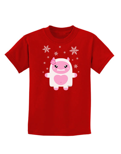 Cute Abominable Snowman Girl Yeti - Christmas Childrens Dark T-Shirt-Childrens T-Shirt-TooLoud-Red-X-Small-Davson Sales