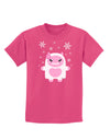 Cute Abominable Snowman Girl Yeti - Christmas Childrens Dark T-Shirt-Childrens T-Shirt-TooLoud-Sangria-X-Small-Davson Sales