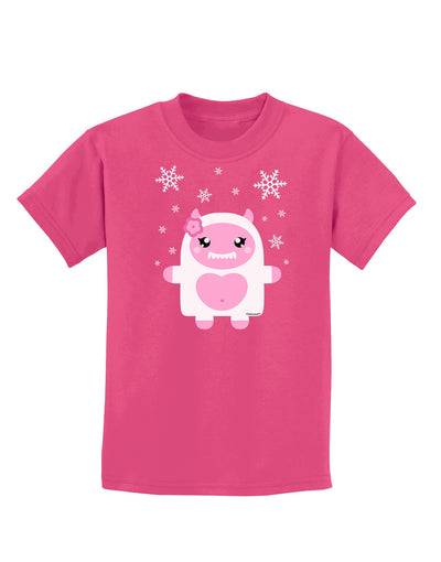 Cute Abominable Snowman Girl Yeti - Christmas Childrens Dark T-Shirt-Childrens T-Shirt-TooLoud-Sangria-X-Small-Davson Sales