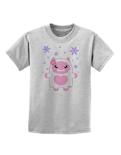 Cute Abominable Snowman Girl Yeti - Christmas Childrens T-Shirt-Childrens T-Shirt-TooLoud-AshGray-X-Small-Davson Sales