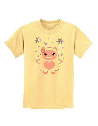 Cute Abominable Snowman Girl Yeti - Christmas Childrens T-Shirt-Childrens T-Shirt-TooLoud-Daffodil-Yellow-X-Small-Davson Sales