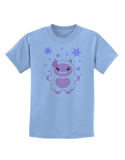 Cute Abominable Snowman Girl Yeti - Christmas Childrens T-Shirt-Childrens T-Shirt-TooLoud-Light-Blue-X-Small-Davson Sales