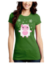 Cute Abominable Snowman Girl Yeti - Christmas Juniors Crew Dark T-Shirt-T-Shirts Juniors Tops-TooLoud-Kiwi-Green-Juniors Fitted Small-Davson Sales