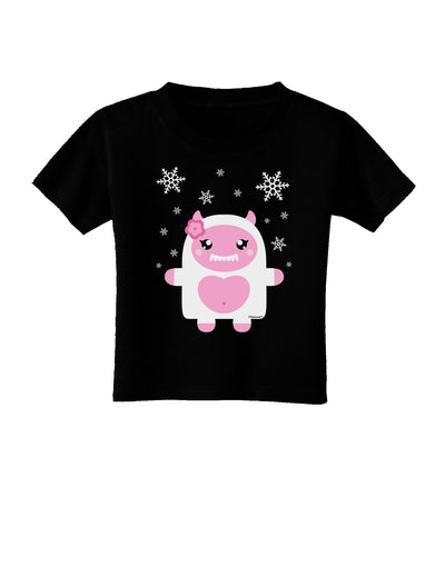 Cute Abominable Snowman Girl Yeti - Christmas Toddler T-Shirt Dark-Toddler T-Shirt-TooLoud-Black-2T-Davson Sales