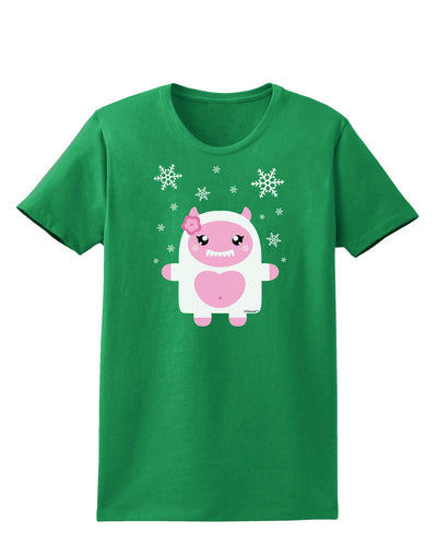 Cute Abominable Snowman Girl Yeti - Christmas Womens Dark T-Shirt-TooLoud-Kelly-Green-X-Small-Davson Sales