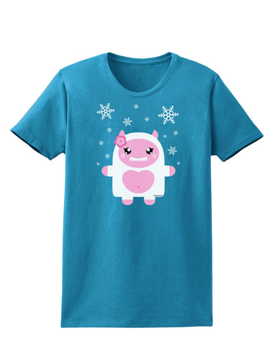 Cute Abominable Snowman Girl Yeti - Christmas Womens Dark T-Shirt-TooLoud-Turquoise-X-Small-Davson Sales