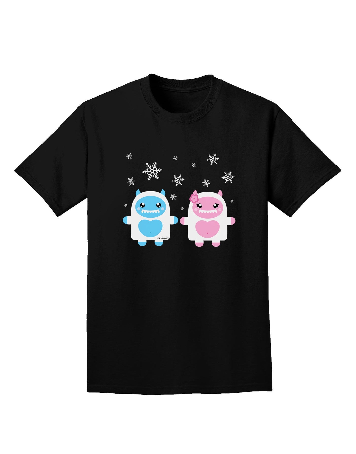 Cute Abominable Snowman Yeti Couple - Christmas Adult Dark T-Shirt-Mens T-Shirt-TooLoud-Black-Small-Davson Sales